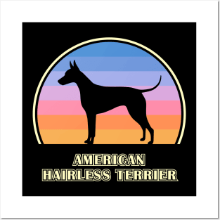 American Hairless Terrier Vintage Sunset Dog Posters and Art